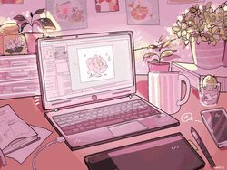 Pink Themed Working Table Setup Anime Aesthetic