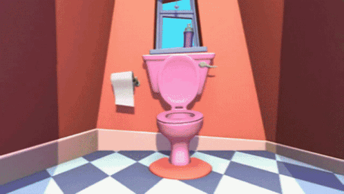 Pink Toilet In Bathroom GIF