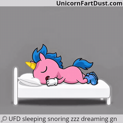 Pink Unicorn Sleeping On Bed Unicornfartdust.com GIF