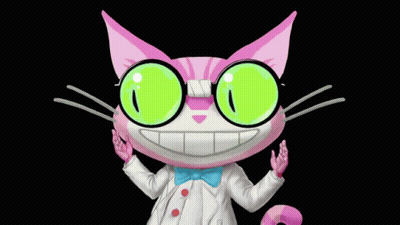 Pink White Cat Spiral Eyes Glasses Bow Tie GIF