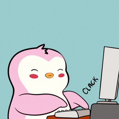 Pink White Penguin Typing Keyboard Click GIF