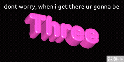 Pink Word Three On Black GIF
