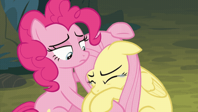 Pinkie Pie And Fluttershy Sitting Together GIF
