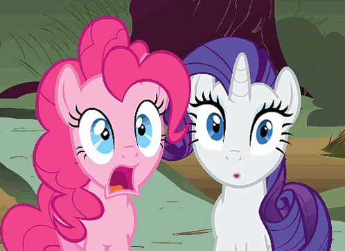 Pinkie Pie And Rarity Are Looking At Each Other With Their Mouths Open GIF