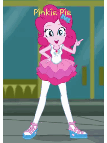 Pinkie Pie From My Little Pony Equestria Girls Is Standing In Front Of A Store Sticker