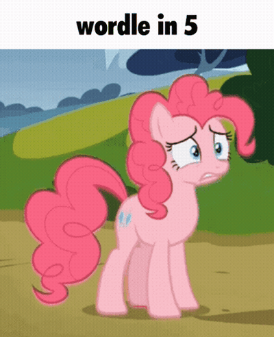 Pinkie Pie From My Little Pony Standing In The Dirt With The Words Wordle In 5 Below Her GIF