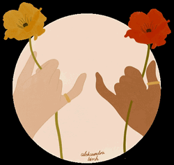 Pinky Promise While Holding Flowers GIF