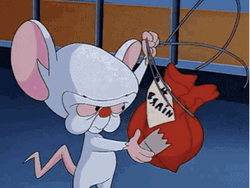 Pinky Rummaging Bag Holding Globe Keychain GIF