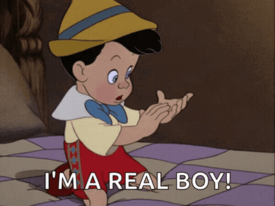 Pinocchio Saying I'm A Real Boy GIF
