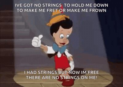 Pinocchio Saying No Strings GIF