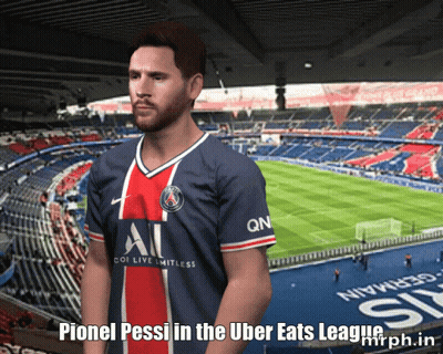 Pionel Messi Soccer Uniform Stadium Uber Eats League GIF