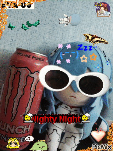 Pipeline Punch Can Next To Stuffed Animal GIF