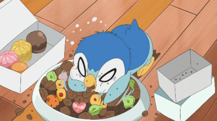 Piplup Eating Faster GIF