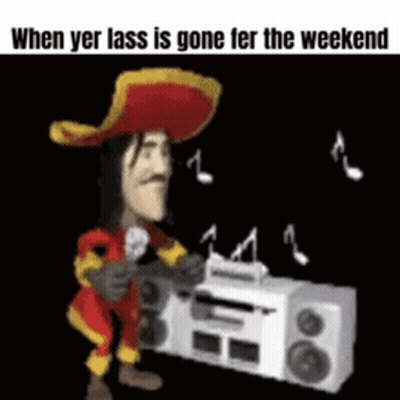 Pirate Cartoon Singing Into Boombox GIF