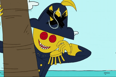 Pirate Cartoon With Cross On Hat GIF