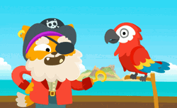 Pirate Cat Swaying Alongside Its Parrot GIF