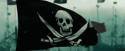 Pirate Flag With Skull And Crossbones Waving GIF