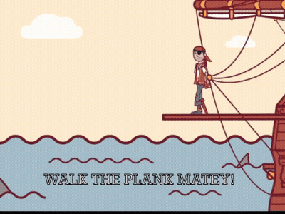 Pirate On Ship Saying Walk The Plank Matey GIF