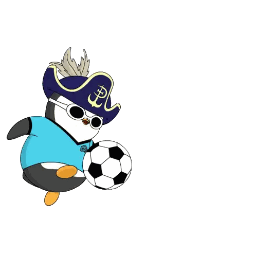 Pirate Penguin Kicking Soccer Ball Sticker