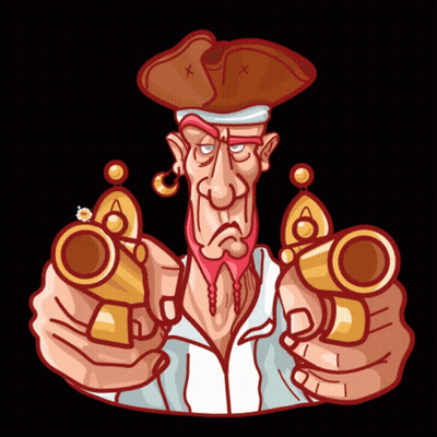 Pirate Pointing Two Guns At Camera GIF