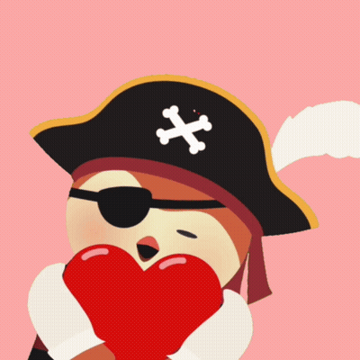 Pirate Puppet Next To Treasure Chest GIF
