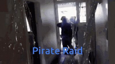 Pirate Raid In Blue Letters GIF