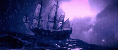Pirate Ship In Stormy Ocean GIF