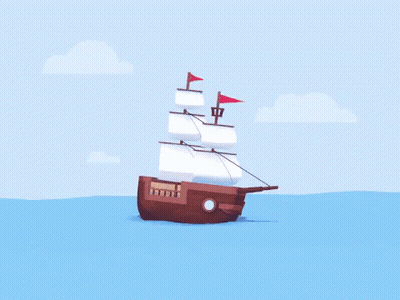 Pirate Ship With Red Flag GIF