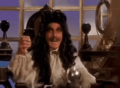 Pirate Sitting At Desk Holding Wine GIF