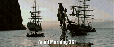 Pirate Standing On Boat Saying Good Morning 36 GIF