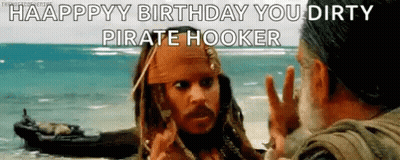 Pirate Talking To Man On Beach GIF