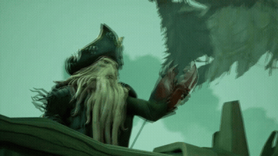 Pirate With Beard And Tentacles Holding Crab GIF