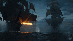 Pirates Sea Battle With Jolly Roger GIF