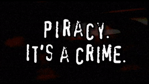 Piraty It 'S A Crime Written On A Black Background GIF
