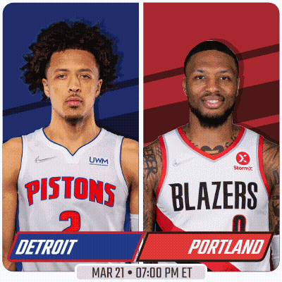 Pistons And Blazers Playing Game GIF