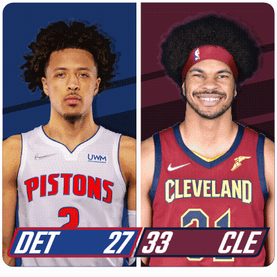 Pistons Player And Cleveland Player Side By Side GIF