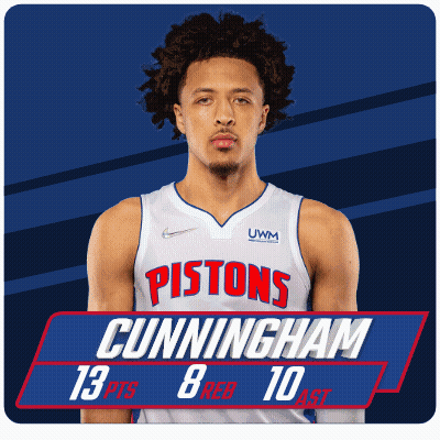 Pistons Player Cunningham In White Tank Top GIF
