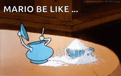 Pitcher And Cup Of Sugar Mario Be Like GIF