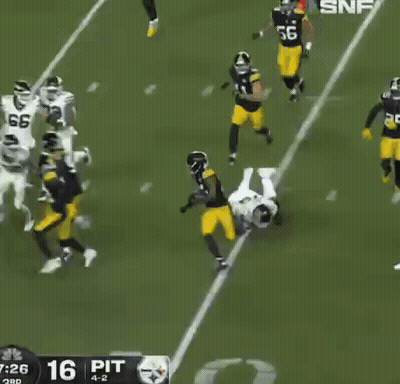 Pittsburgh Steelers Player 66 Being Tackled GIF