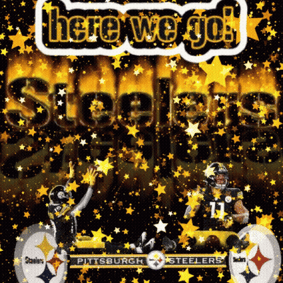 Pittsburgh Steelers Poster Surrounded By Yellow Stars GIF