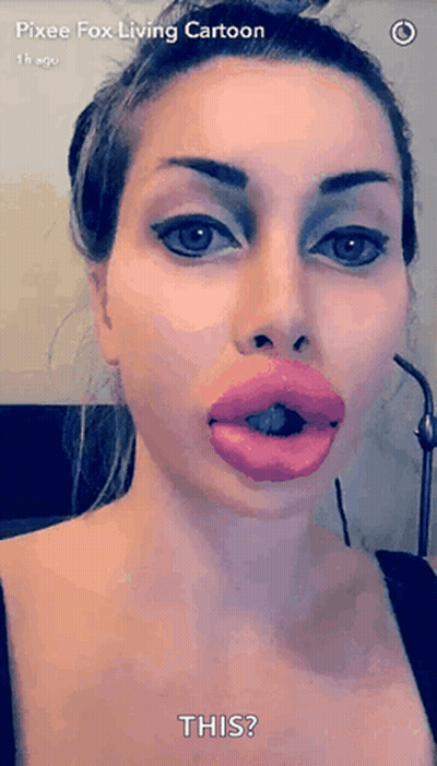 Pixee Fox Living Cartoon Has A Picture Of A Woman With Huge Lips GIF