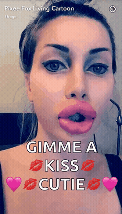 Pixee Fox Living Cartoon with Big Lips and Hearts