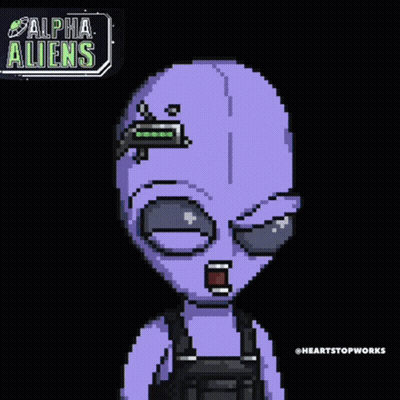 Pixel Art Alien Saying Alpha Aliens GIF