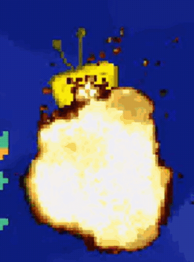 Pixel Art Apple Yellow Stem Blue Background GIF