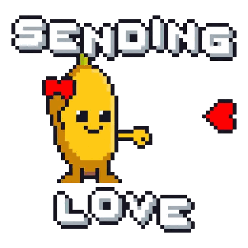 Pixel Art Banana Sending Love Sticker