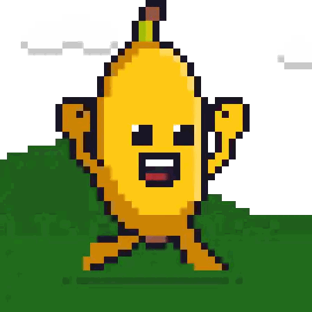 Pixel Art Banana With Face Sticker