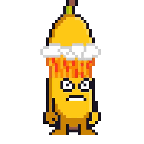 Pixel Art Banana With Flame Sticker