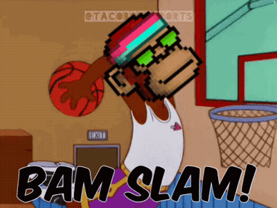 Pixel Art Basketball Player Bam Slam GIF
