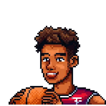 Pixel Art Basketball Player Holding Basketball Sticker