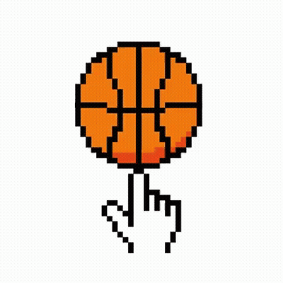 Pixel Art Basketball With Hand Pointing GIF